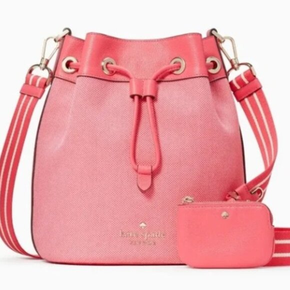 Kate Spade Rosie Canvas Large Bucket Bag Pink Peppercorn NWT! - Picture 1 of 12
